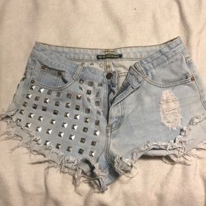 Denim Shorts with bead decal